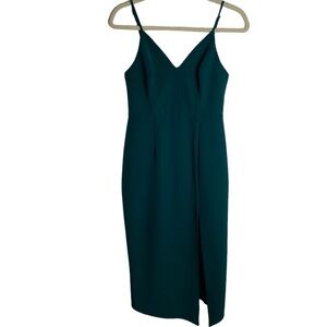 Shona Joy Dress Green Midi Cocktail Party Night Out Strappy Size 4 Small